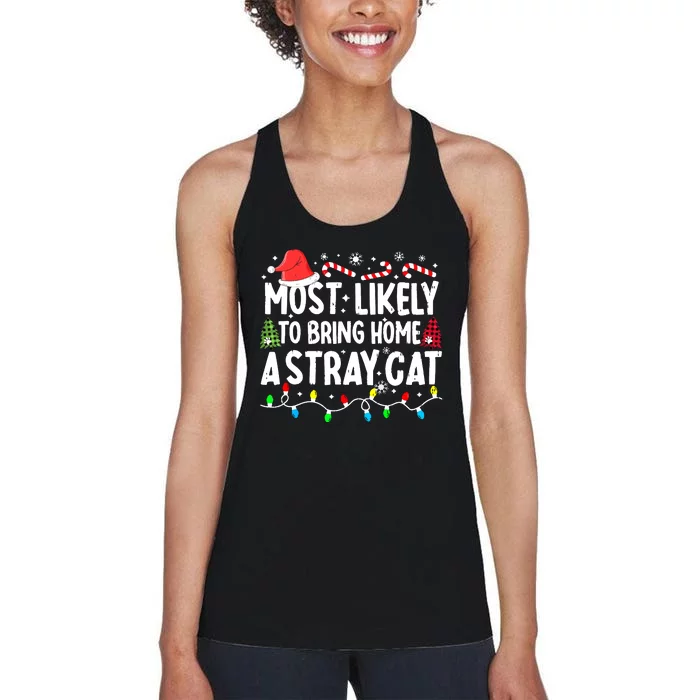 Christmas Pajamas Most Likely To Decorate Her Dog Family Gift Women's Racerback Tank