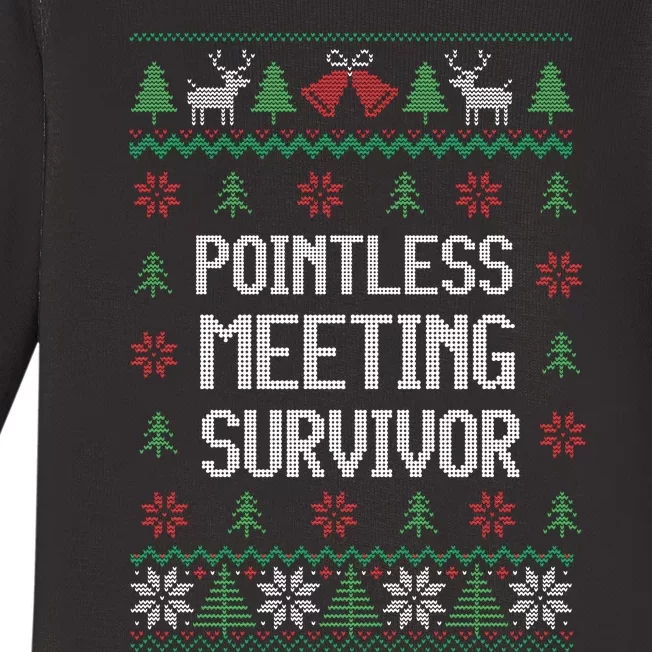 Christmas Pointless Meeting Survivor Ugly Office Baby Long Sleeve Bodysuit