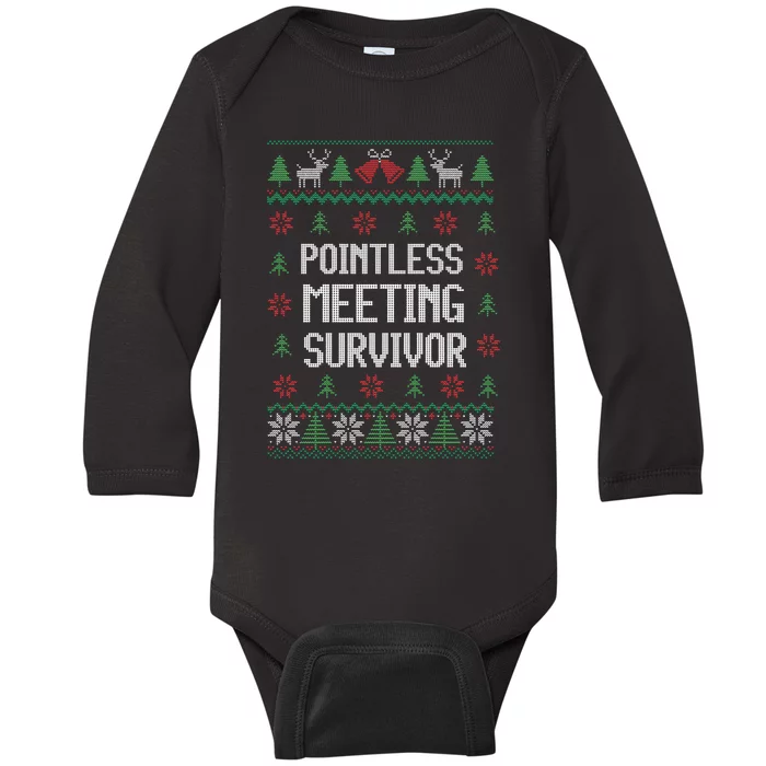 Christmas Pointless Meeting Survivor Ugly Office Baby Long Sleeve Bodysuit