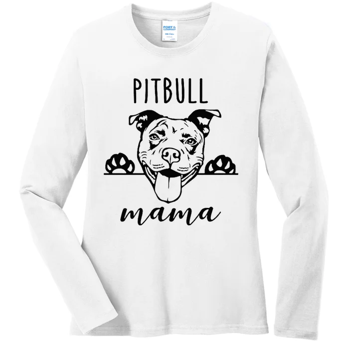 Cute Pitbull Mama Pocket Funny Hiding Dog Pet Mom Lover Ladies Long Sleeve Shirt