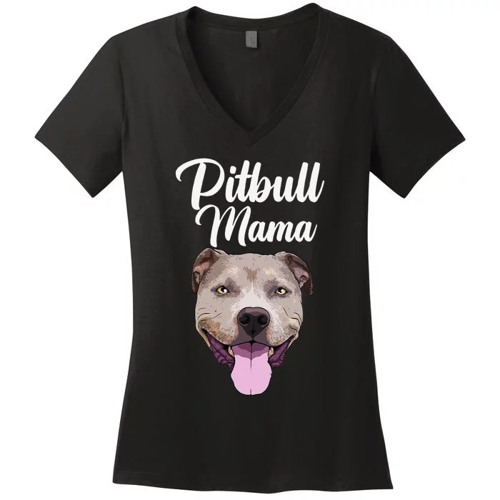 Cool Pitbull Mom For  Mama Pitbull Owner Dog Lover Women's V-Neck T-Shirt