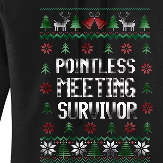 Christmas Pointless Meeting Survivor Ugly Office Women's Pullover Hoodie