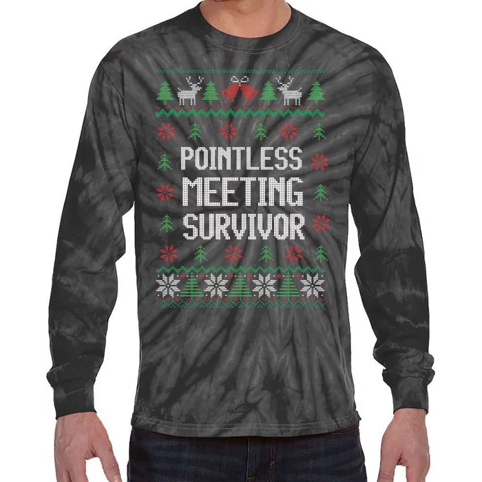 Christmas Pointless Meeting Survivor Ugly Office Tie-Dye Long Sleeve Shirt