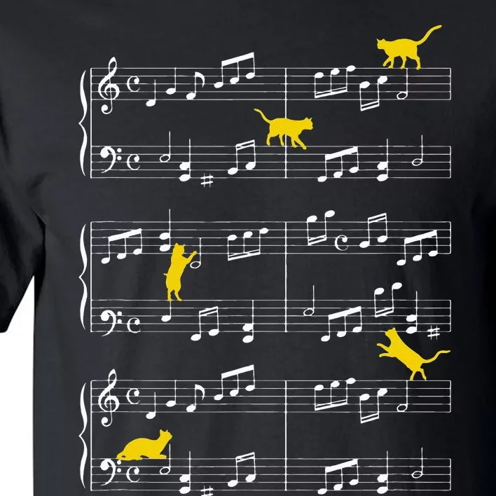 Cats Playing Music Note Clef Musician Art Tall T-Shirt