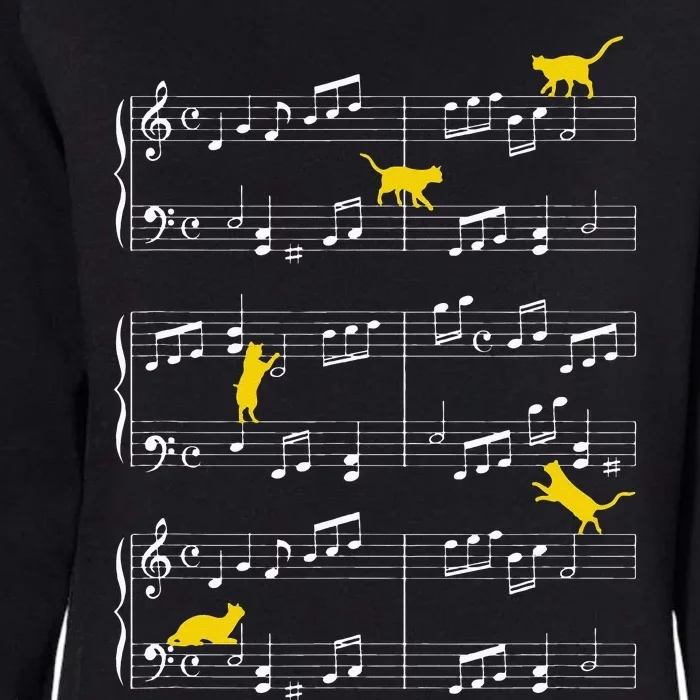 Cats Playing Music Note Clef Musician Art Womens California Wash Sweatshirt