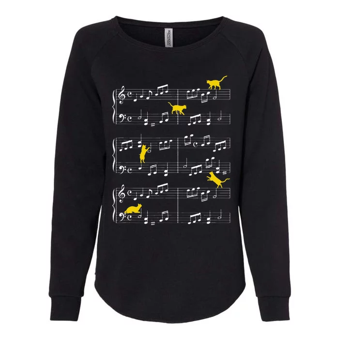 Cats Playing Music Note Clef Musician Art Womens California Wash Sweatshirt