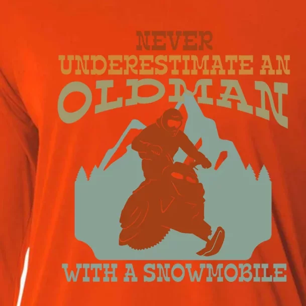 Cool Print Never Underestimate An Old With A Snowmobile Gift Cooling Performance Long Sleeve Crew