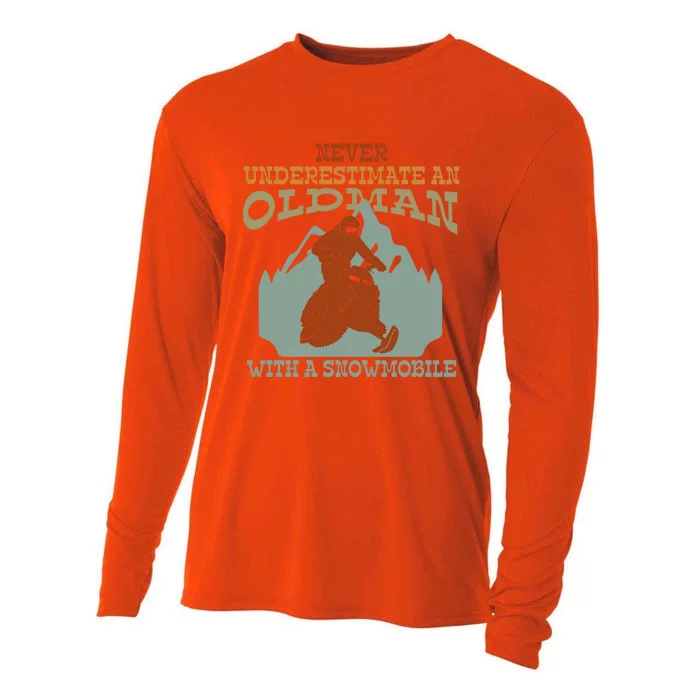 Cool Print Never Underestimate An Old With A Snowmobile Gift Cooling Performance Long Sleeve Crew