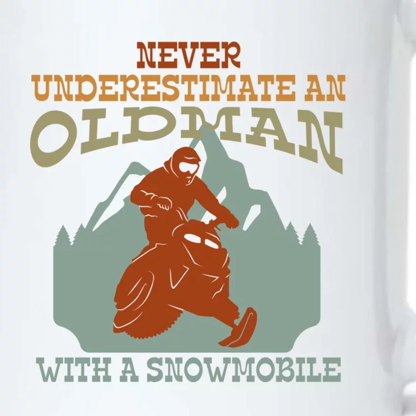 Cool Print Never Underestimate An Old With A Snowmobile Gift Black Color Changing Mug