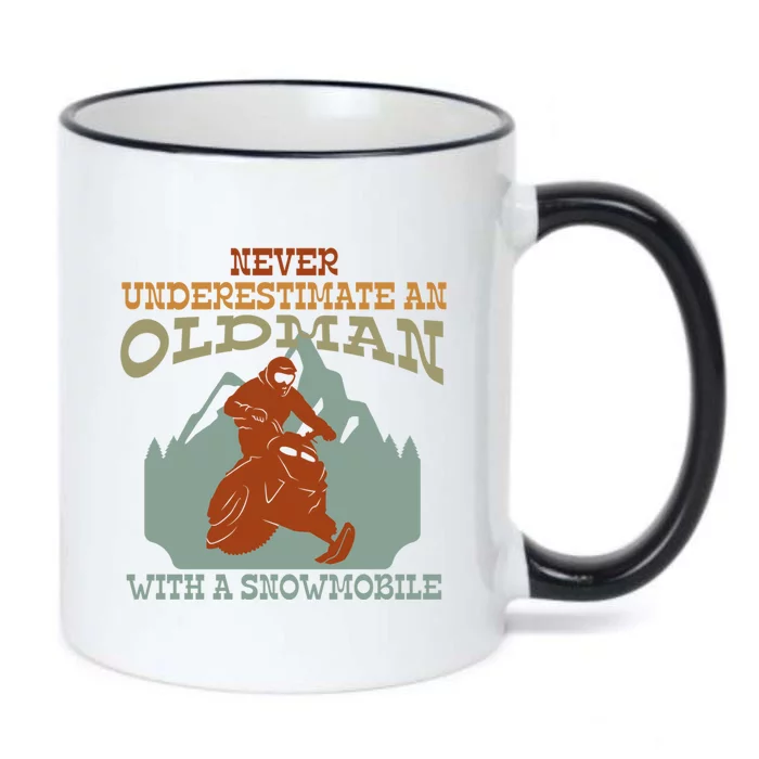 Cool Print Never Underestimate An Old With A Snowmobile Gift Black Color Changing Mug