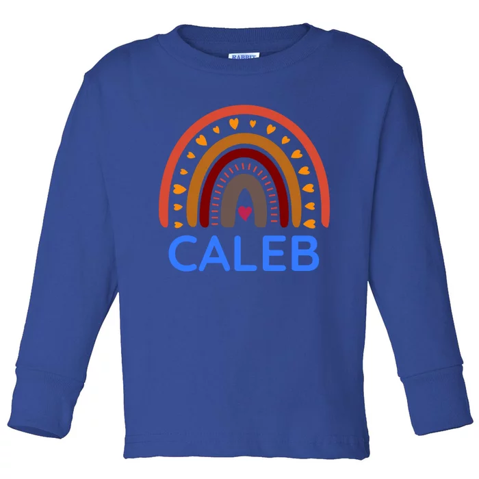 Caleb Personalized Name Colorful Rainbow Design Cute Gift Toddler Long Sleeve Shirt