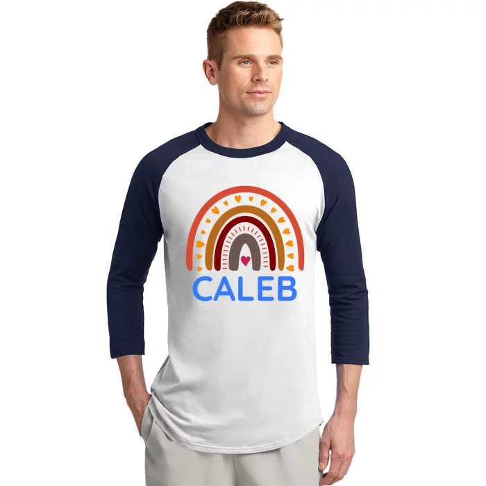 Caleb Personalized Name Colorful Rainbow Design Cute Gift Baseball Sleeve Shirt