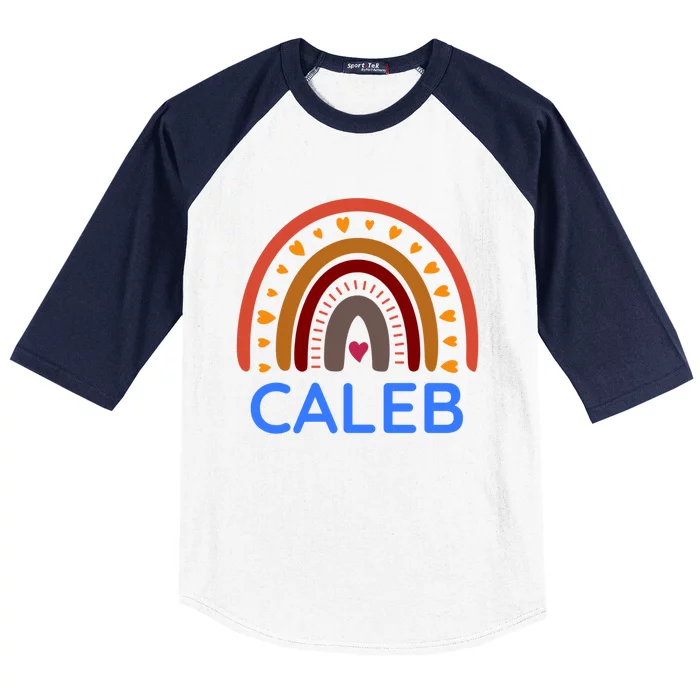 Caleb Personalized Name Colorful Rainbow Design Cute Gift Baseball Sleeve Shirt