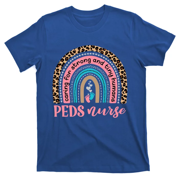 Cute Peds Nurse Rainbow Footprints Pediatric Nursing Team Gift T-Shirt