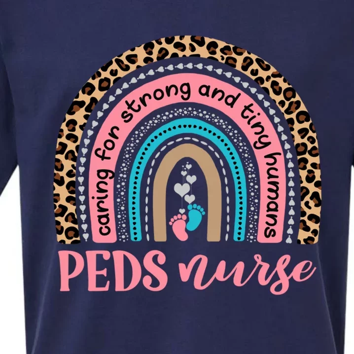 Cute Peds Nurse Rainbow Footprints Pediatric Nursing Team Gift Sueded Cloud Jersey T-Shirt