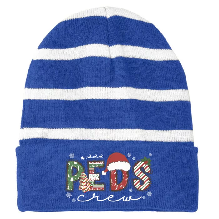 Christmas Pediatric Nurse Peds Crew Nursing Team Squad Xmas Gift Striped Beanie with Solid Band