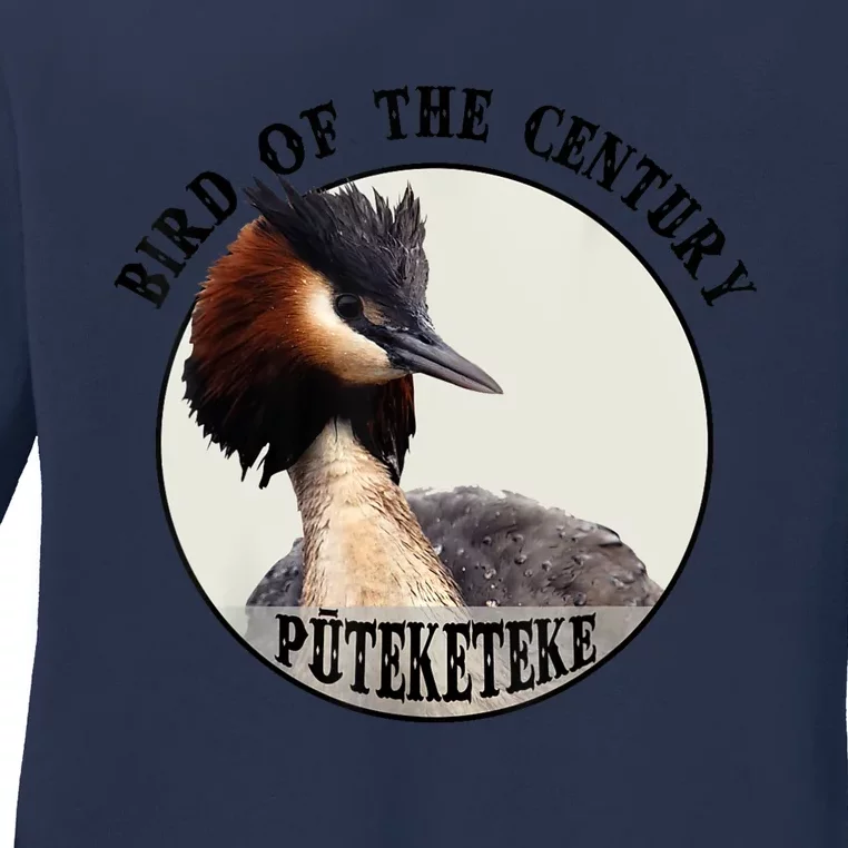 Cute Puteketeke New ZealandS Bird Of The Century Flower Ladies Long Sleeve Shirt