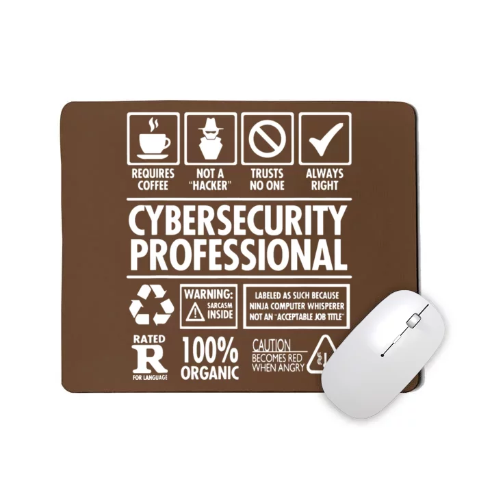 Cybersecurity Professional Not A Hacker Mousepad