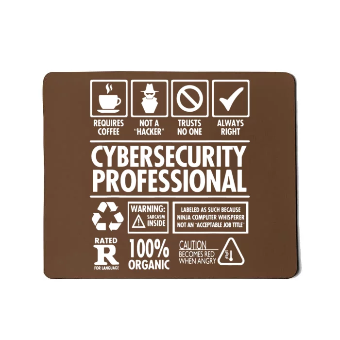 Cybersecurity Professional Not A Hacker Mousepad