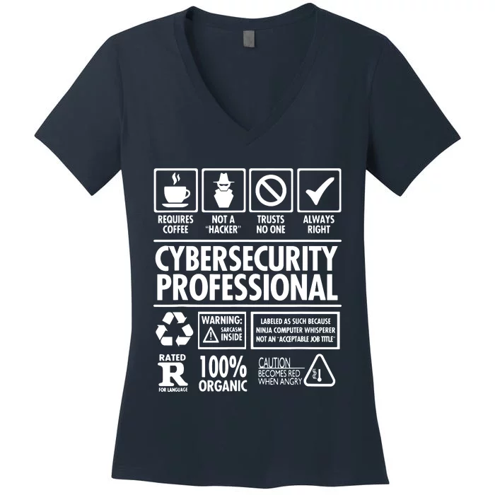 Cybersecurity Professional Not A Hacker Women's V-Neck T-Shirt