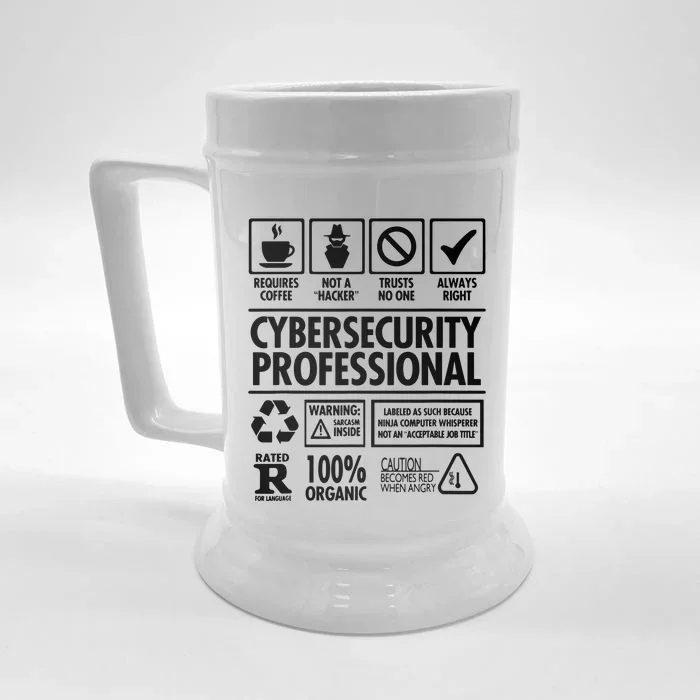 Cybersecurity Professional Not A Hacker Front & Back Beer Stein