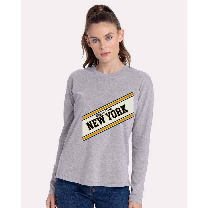 Clifton Park New York Varsity Logo Womens Cotton Relaxed Long Sleeve T-Shirt