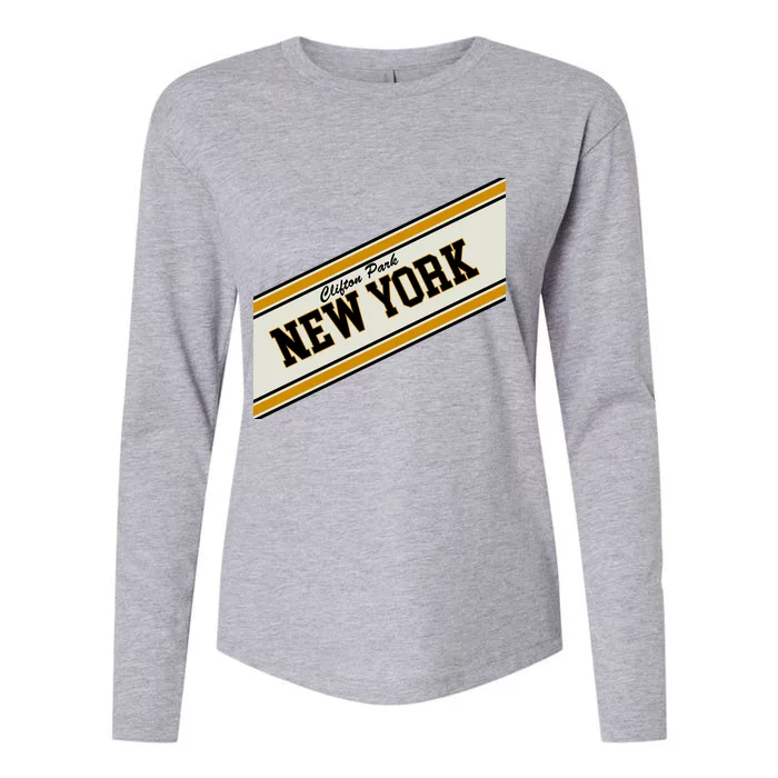 Clifton Park New York Varsity Logo Womens Cotton Relaxed Long Sleeve T-Shirt