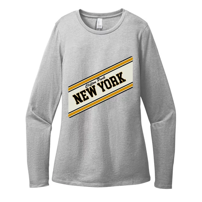 Clifton Park New York Varsity Logo Womens CVC Long Sleeve Shirt