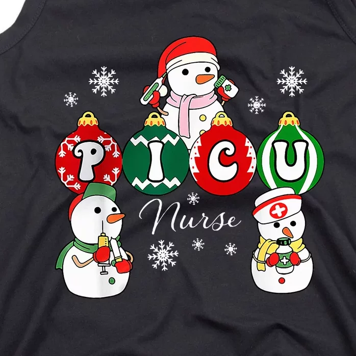 Christmas PICU Nurse Snowman Pediatric ICU Crew Xmas Tank Top