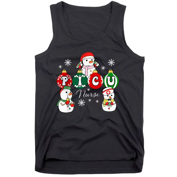 Christmas PICU Nurse Snowman Pediatric ICU Crew Xmas Tank Top