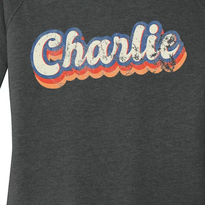 Charlie Personalized Name Custom Lettering 70s Women's Perfect Tri Tunic Long Sleeve Shirt