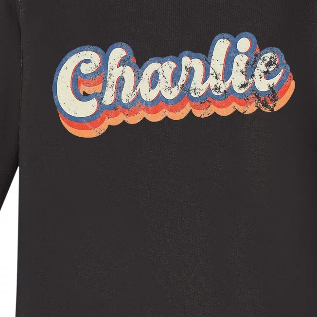 Charlie Personalized Name Custom Lettering 70s Baby Long Sleeve Bodysuit