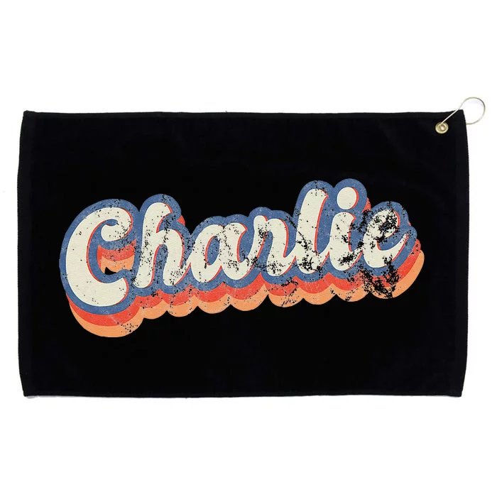 Charlie Personalized Name Custom Lettering 70s Grommeted Golf Towel