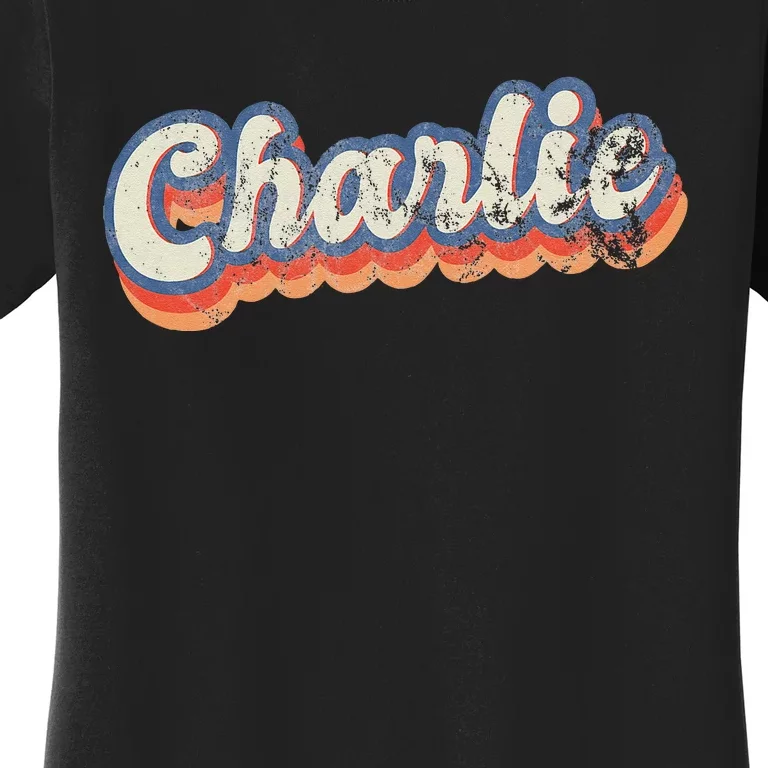 Charlie Personalized Name Custom Lettering 70s Women's T-Shirt