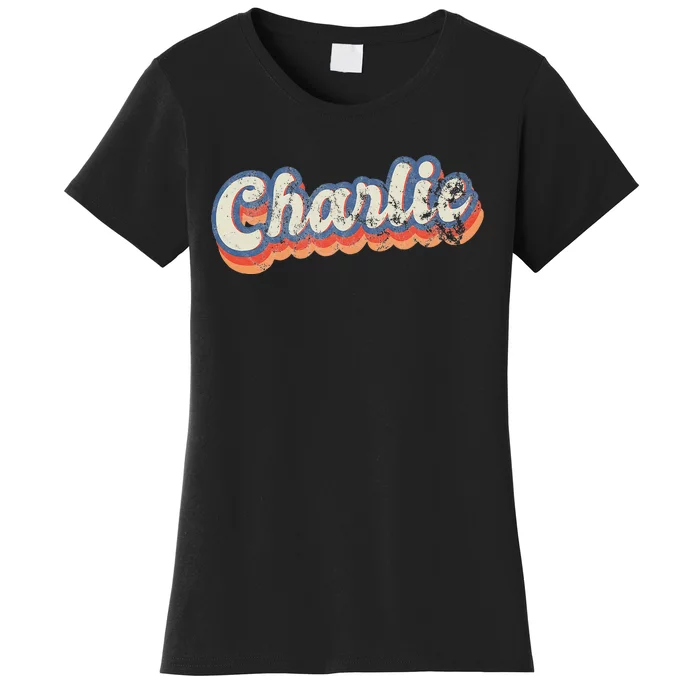 Charlie Personalized Name Custom Lettering 70s Women's T-Shirt