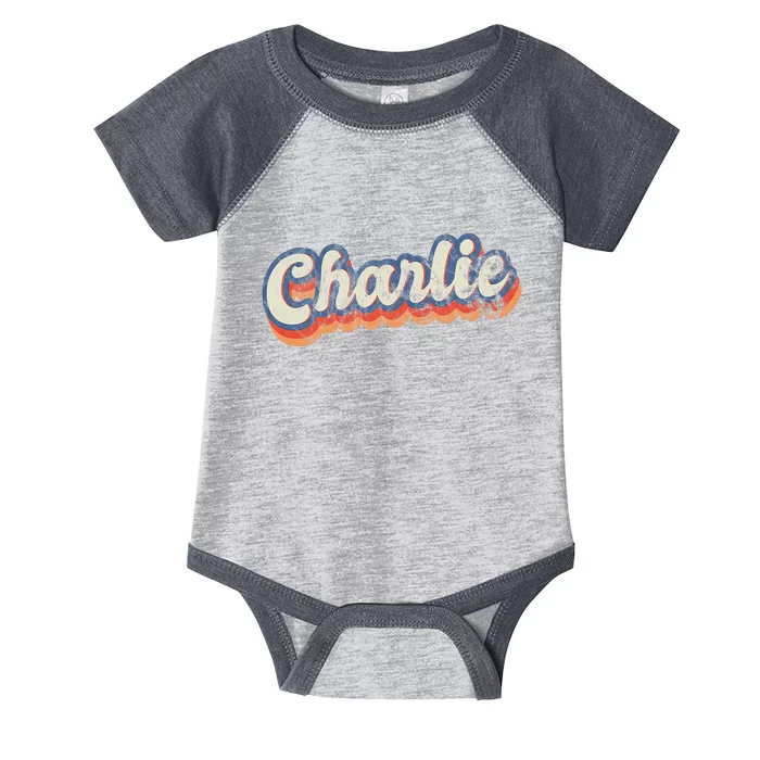 Charlie Personalized Name Custom Lettering 70s Infant Baby Jersey Bodysuit