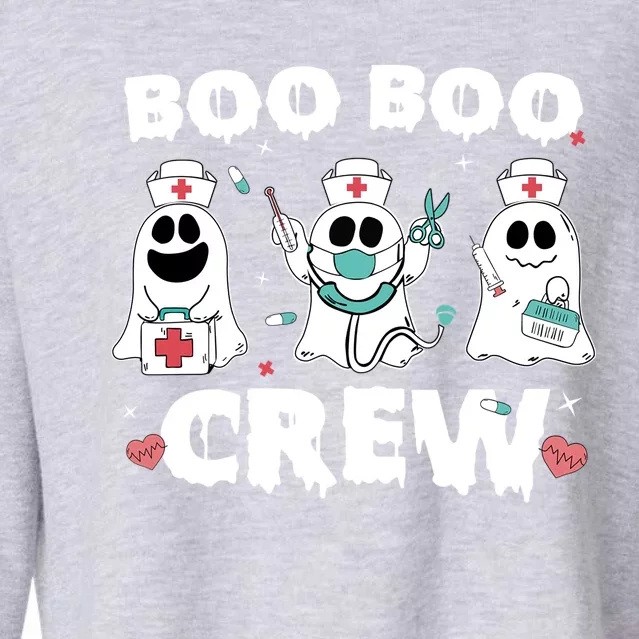 Cute Pediatric Nurse Halloween Ghost Rn Boo Boo Crew Gift Cropped Pullover Crew