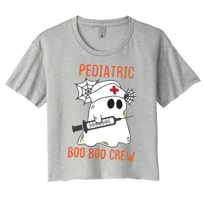 Cute Pediatric Nurse Halloween Ghost Rn Boo Boo Crew Cute Gift Women's Crop Top Tee