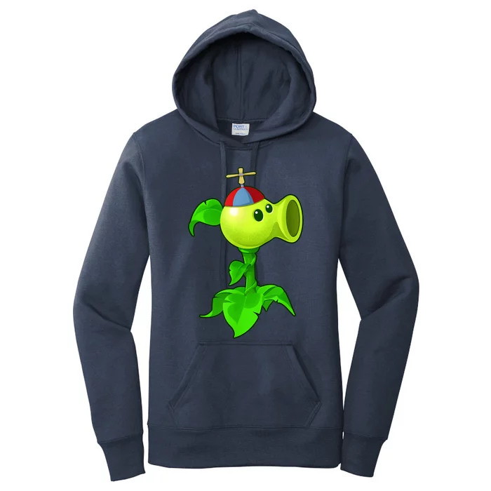 Cute Peashooter, Nostalgia Plants And Zombies, Leaf Cap Women's Pullover Hoodie