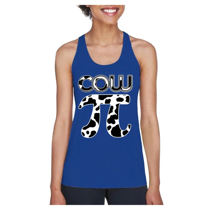 Cow Pi National Pi Day Farmer Pun Math Numbers 3 14 March 14 Gift Women's Racerback Tank