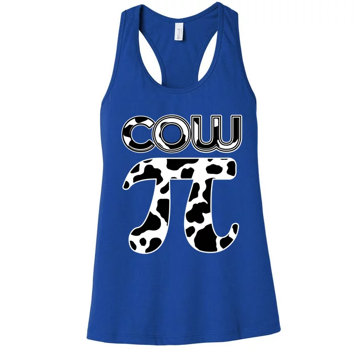 Cow Pi National Pi Day Farmer Pun Math Numbers 3 14 March 14 Gift Women's Racerback Tank