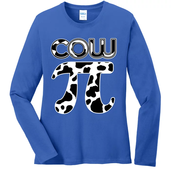 Cow Pi National Pi Day Farmer Pun Math Numbers 3 14 March 14 Gift Ladies Long Sleeve Shirt