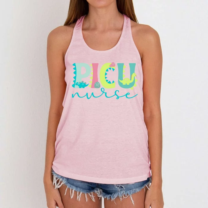 Cute Picu Nurse Pediatric Intensive Care Unit Gift Women's Knotted Racerback Tank