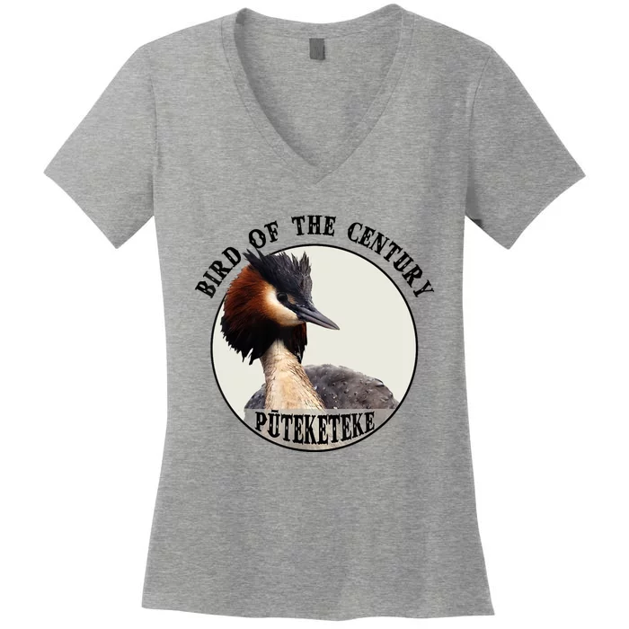 Cute Puteketeke New ZealandS Bird Of The Century Flower Women's V-Neck T-Shirt