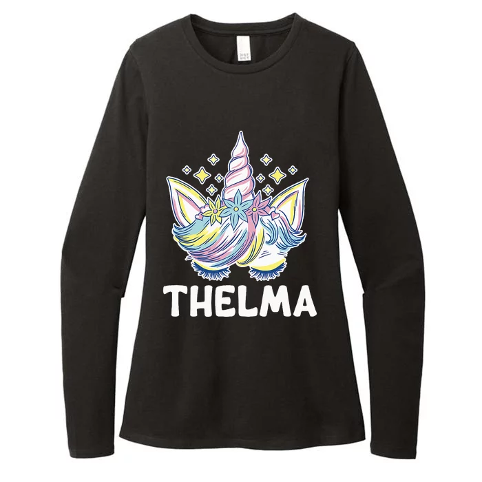 Cute Personalized Name Unicorn Crown Thelma Womens CVC Long Sleeve Shirt