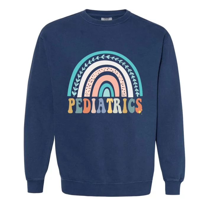 Christmas Pediatrics Nurse Pediatrician Peds Crew Flowers Sweat Garment-Dyed Sweatshirt