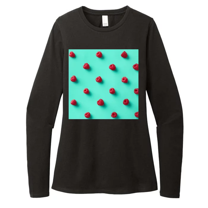 Colorful pattern of raspberries Womens CVC Long Sleeve Shirt