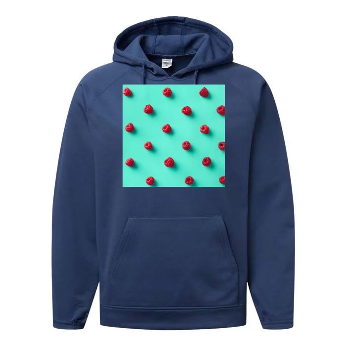 Colorful pattern of raspberries Performance Fleece Hoodie