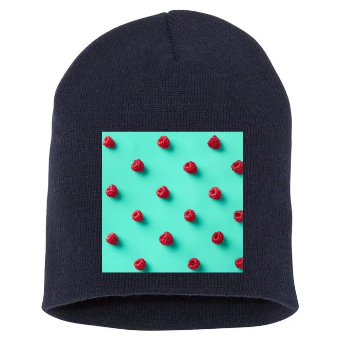 Colorful pattern of raspberries Short Acrylic Beanie