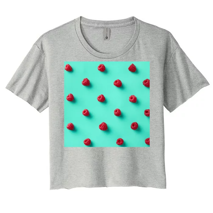 Colorful pattern of raspberries Women's Crop Top Tee